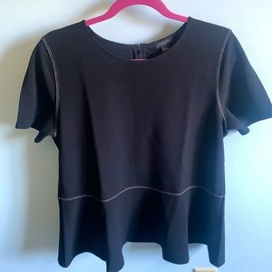 NWT Ann Taylor Outlet Black and White Topstitch Peplum Top